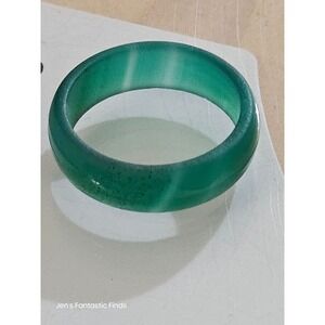 Green Tourmaline Etched Ring Size 10 Unisex Boho Statement Band Green Stone Gift